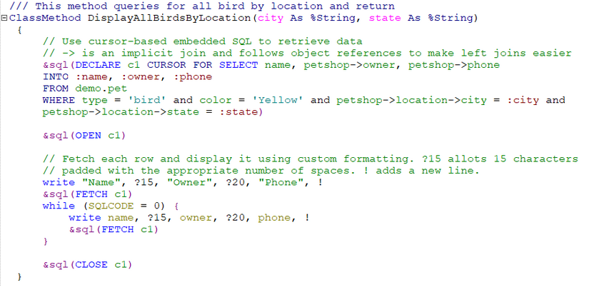 DisplayAllBirdsByLocation()