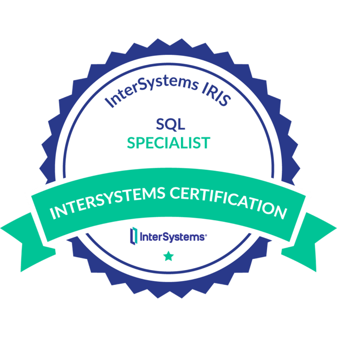 Badge for InterSystems IRIS SQL Specialist from InterSystems Certification