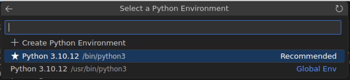 Python 3.10.12 is pictured as the recommended environment.